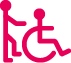 Piktogram: Dostępne dla osób z niepełnosprawnością ruchową z asystentem